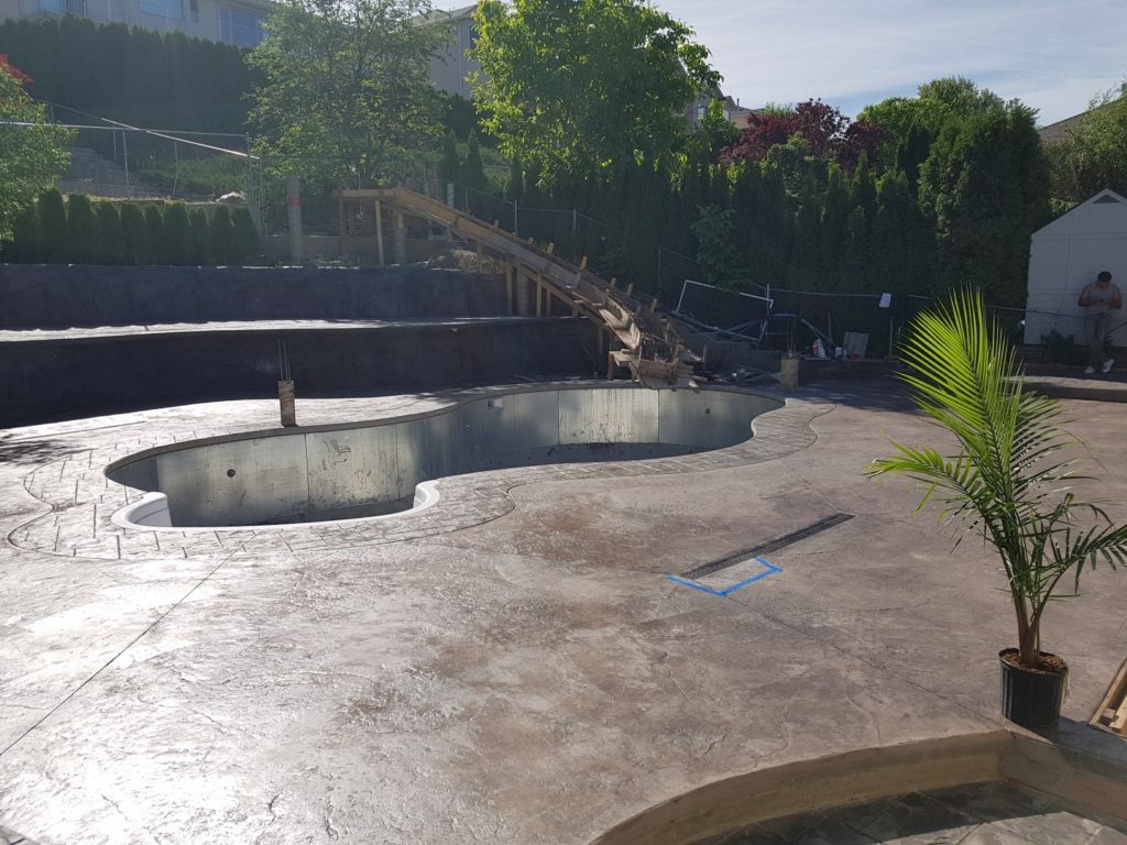 Finished concrete pool side Kelowna Concrete, Finishing, Repairs